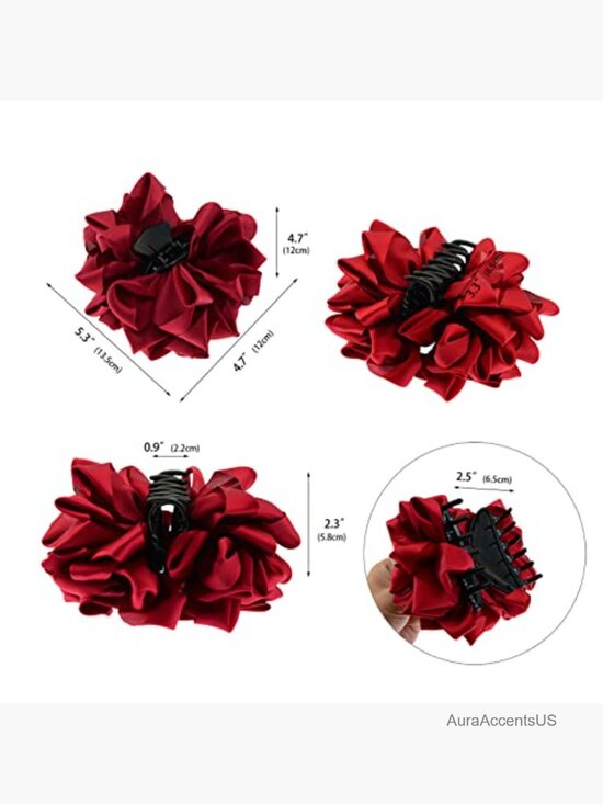 Large Floral Silk Flower Bow Hair Claw Clips for Thick Long Hair main image 7